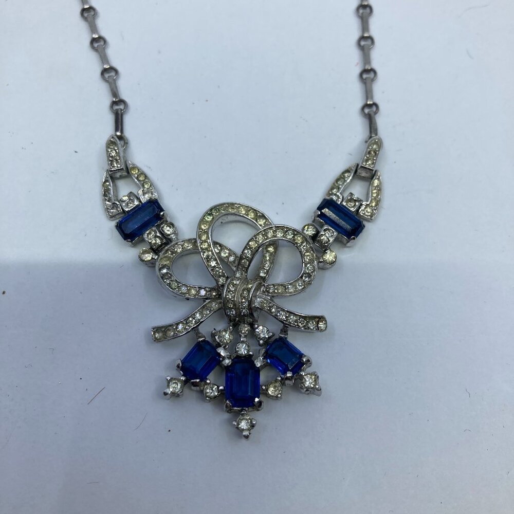 Vtg 1940-50 Alfred Philippe Trifari rhinestone art deco necklace